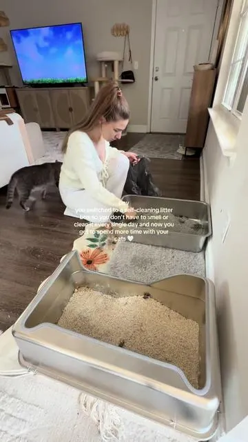 I’ve had this automatic litter box for a year now and it’s honestly super amazing! I only have to empty it every 2 weeks. And since I have 4 cats now, I got a second one. This is honestly the best thing I’ve ever bought for myself and my cats. This and cat water fountains! #catlitterbox #automaticcatlitterbox #litterbox #selfcleaninglitterbox #cats #catmomlife @PetPivot US 