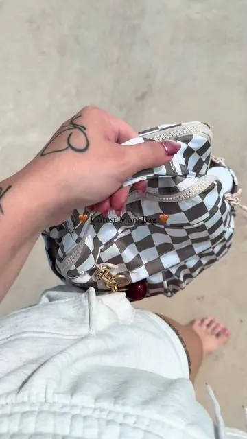 Brown Checkered - in stock 🤎 @Rainbow Boutique LLC #irisandrainbow #checkered #backpack #bagsoftiktok #mombag 