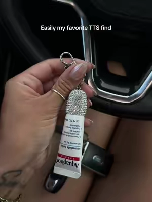 Universal rhinestone chapstick keychain cap - I never lose my lippie now!! #aquaphor #lippiekeychain #rhinestone 