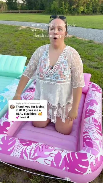 Replying to @Gloria  Hopefully this helps somebody decide which @Sloosh tanning pool size would work best for them 💕☀️💦 #tanning #loungepool #sloosh #summertime #warmweather #tanningbed #tanningpool #realbody #plussizetiktok #outdoorfun #tiktokshopmemorialday #tiktokshopsummerturnup #dealsforyoudays 