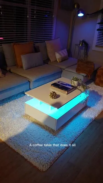 This coffee table is giving main character energy! LED lights, storage space, and a sleek glossy finish? It does not disappoint. It completely elevated my living room vibe. Definitely recommend for anyone wanting a modern upgrade. #TikTokShopFinds #HomeDecorInspo #LedCoffeeTable #ModernLivingRoom #TikTokMadeMeBuyIt #YITAHOME #SmallSpaceSolutions #FurnitureFinds #InteriorGoals #HomeGlowUp