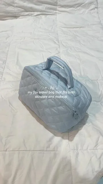 °˖➴ | this is perfect for saving space in your luggage, i have loved using this on my trip out of town!! - ── .✦ - #travelbag #travelmakeupbag #makeupbag #cosmeticbag #skincare #skincareproduct #beautyessentials #travelhacks #beautyessentials 