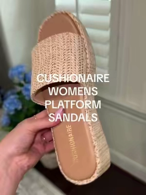 The comfort level 🙌🏻🙌🏻✨ & they’re cute #cushionaire #sandals #summersandals #raffiasandals #platformsandals #summervacationoutfit #tiktokshopcreatorpicks #tiktokshopsummerturnup 
