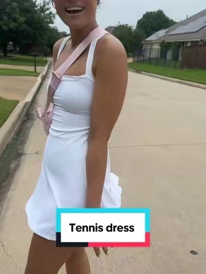130 5’8 wearing a small! This tennis dress is so flattering and has shorts with pockets! @QINSEN #tennisdress #dress #dresses #datenightoutfit #casualoutfits #tiktokshopsummerturnup #outfitoftheday #outfitinspo #womansfashion #trendingdress  #summeressentials