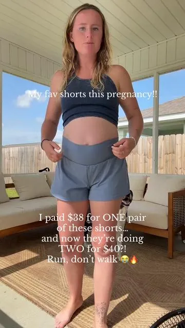 The only shorts I want to wear this pregnancy!! They’re so stretchy and they don’t squeeze me. Plus they stay up AND they’ll don’t ride up!!  #halarashorts #halaraeveryday #halara #halaratiktokshop #maternityshorts #summershorts #twoforone 