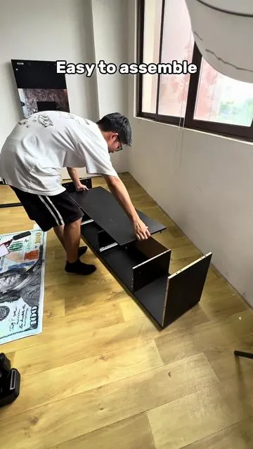 How to assemble the TV stand with LED lights. #tvstand #ledtvstand #furniture #homedecor #Wlivefurniture #Wlivetvstand #tiktokmademybuyit #fyp #summersale#lovemyhome 