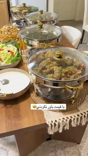 4 Pack Gold Accent Chafers and Buffet Warmers Sets with Lid & Lid Holder👍 #buffetwarmer #chafing #chafingdish #catering #مهماني #غذاي_افغاني #قابلي #سبزي #كوفته #غذا #ست_ظروف #ظروف_گرمكن#بوفي #detachablehandlecookwareset #potsandpansset #