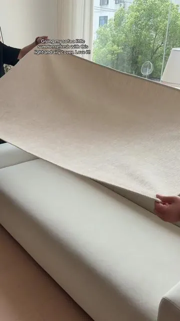 Giving my sofa a little summer refresh with this light and airy cover. Love it!  #sofa #sofacover #sofaprotector #homedecor #homedecorideas #homedecortiktok #spotlightfinds #gift #TikTokShop #tiktokshopsummerturnup #spotlightfinds 