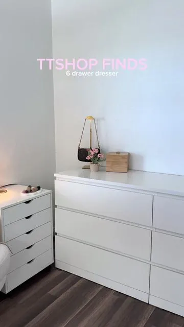 Lots of storage space is a must in my room 🥹 #fyp #fypシ゚viral #fypシ #bedroommakeover #bedroom #vanity #roomtour #dresser #6drawerdresser #woodendresser #ttshop #homefinds #furniture 