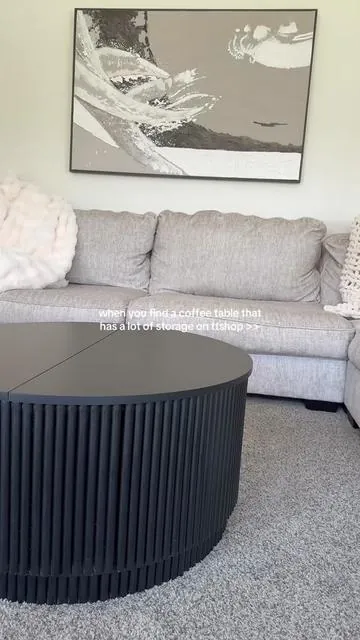 This coffee table has so much storage!  #tiktokshop #coffeetable #familyroom #ttshop #roundcoffeetable 