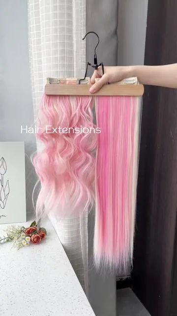 Pink mixed blonde hair extensions🌸🐷🎀🐽👙🐖👚🍬🩰🎟️#extencionesdepestaña #pinkhair #ponytailextensions #silkyhair #summerhair #hairextensions #outdoorfun #tiktokshopstore #tiktokshop #hairproducts #peinadosbonitos #straighthair #fyp 