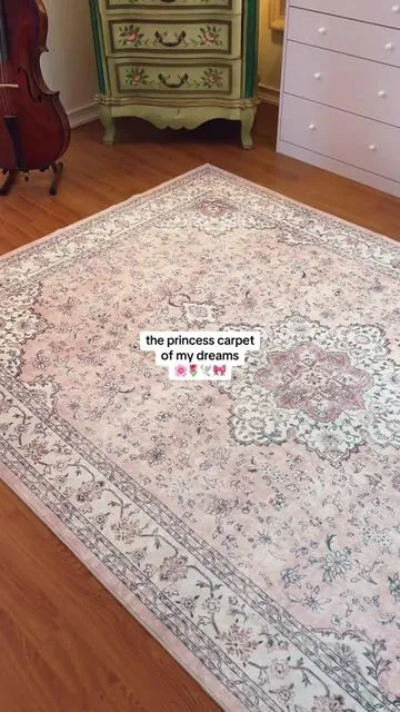 the perfect addition to my room 🥹 they have so many colors and sizes, it’s machine washable, non-slip, easy to vaccuum, and super lightweight! 🤍 *linked on video (Antheia - Pink, 6x9 feet) @MontVoo Rugs  #pink #pinkaesthetic #princess #princessbedroom #rug #carpet #elegant #feminine #aesthetic 