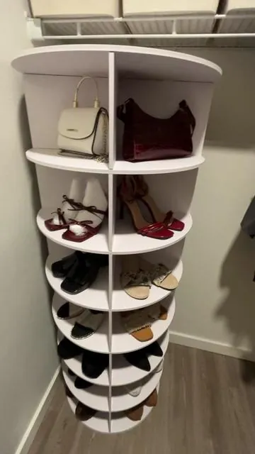 the way this rotating shoe rack has upgraded my closet 🤩🥰  #shoes #closetorganization #closet #shoeorganizer #shoestorage #shoerack #shoerackorganizer #rotatingshoerack #closetgoals 