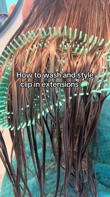 How to wash and style seamless clip in extensions #fullshinehair #fullshinehairextentions #tiktokhair #tiktokmademebuyit #humanhairextensions #seamlessclipins 