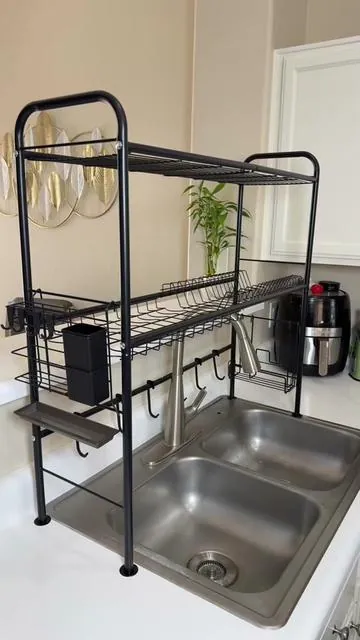 Escurridor de Platos de dos niveles, te encantará ✨ #dealsforyoudays #tiktokshopdealsforyoudays #dishrack #overthesinkdishrack #dishes #cleantok #kitchenaccessories #dishrackorganizer 