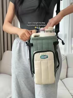 Fits 32oz-64oz tumblers with handles!😩🏝️🌊This bag is a total game changer🥳🥳🥳#bagsmarttravel #bagsmart #crossbodybag #tumbler #dealsforyoudays 