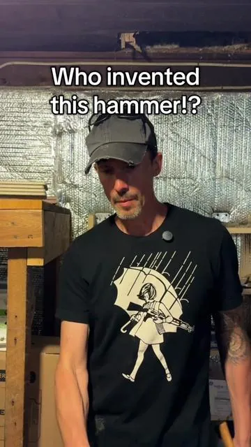 This magnetic claw hammer works much better than old hammers. The magnetic end holds nails and the claw adjusts.  #hammer #carpentry #toolsofthetrade #bluecollar #woodworking #diy #jobsite #tiktokfinds 