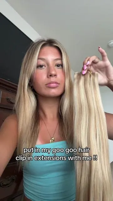 put in my extensions with me 🤗 @googoohair_tiktok #fyp #hairextensions #googoohair #googoohairextensions 
