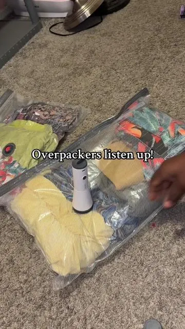 The perfect hack just to make a little bit of extra space in your luggage ##portablevacuumsealer##vacuumsealer##travelhacks