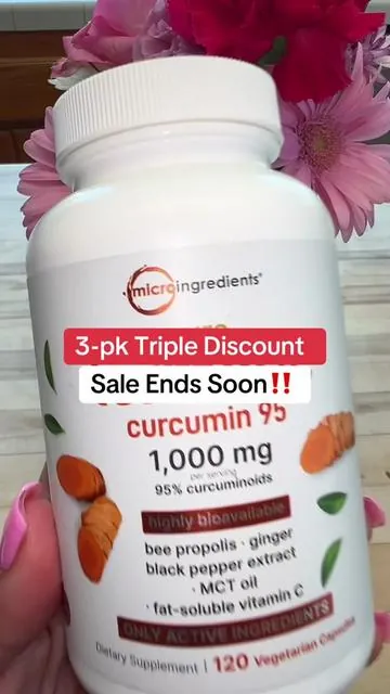 Three pack of high strength turmeric curcumin capsules for daily antioxidant and joint wellness support in plant based formula #microingredients #turmericsupplement #dealsforyoudays #tiktokshopsummerturnup #Tiktokshopcreatorpicks @Micro Ingredients 