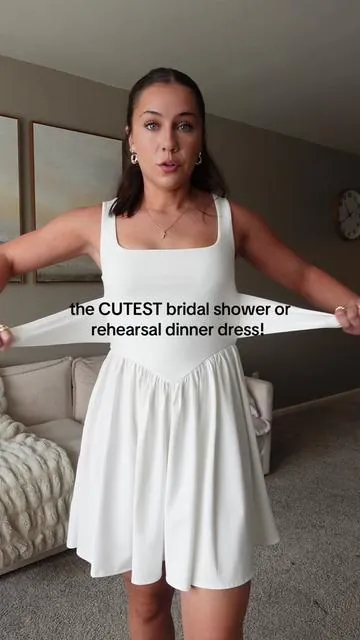 Calling all 2025 brides if you’re looking for an affordable bridal shower dress this would be perfect!! Not see through and so flattering! #bridalshowerdress #bridalshoweroutfit #whitedresses #summerdress #womensdress #oysdress #wardrobeessential #dealsforyoudays 