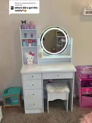 Replying to @stephaniehallick I actually got this Vanity here on Tiktok! 🥰 #Vanity #MakeUpVanity #MakeUpDesk #Desk #VanityLEDMirror #TikTokShopCreatorPicks #GiftForHer 