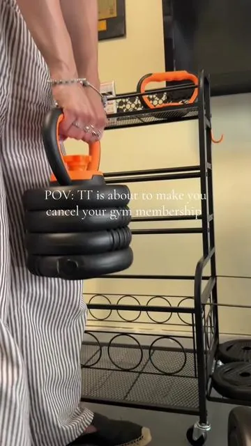 TT said why not have a gym at home lol // #workout #dumbbells #kettlebell #athomegym #fitnessmotivation 