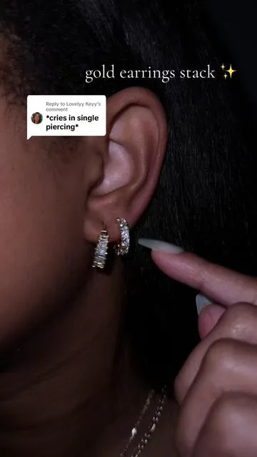 Replying to @Lovelyy Keyy Too gorgeous to pass up! One piercing or three, these are still incredibly beautiful, shiny and you can get them in gold or silver! Under $13 w/ Free Shipping #goldjewelry #earrings #earringstack #goldjewellery #jewlery #14kgold #gold @CAROVO