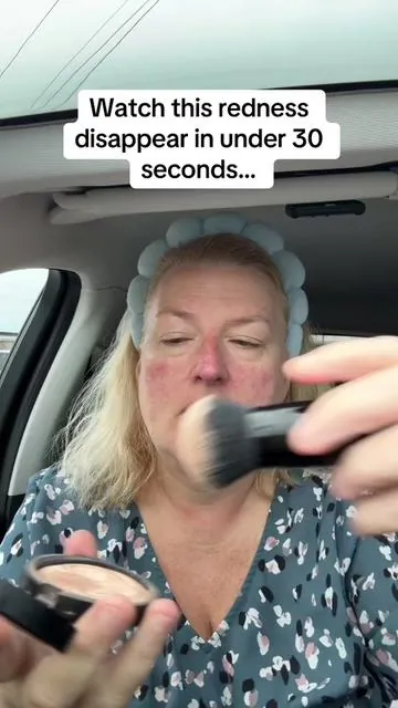 If redness is your main character energy… same. 😂 This is the Laura Geller Baked Balance-n-Brighten foundation with the retractable kabuki brush, and YES I keep it in my car for a reason. It evens out my skin in like 30 seconds and doesn’t cake, crease, or settle — even on midlife skin. The redness? Gone. The glow? Serving. #LauraGellerFoundation #RednessRelief #Over40Beauty #MidlifeMakeup #gellergal #lauragellerbeauty 