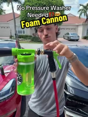 Foam cannon that dosnt need a pressure washer #foamcannon #carwash #cardetailing #carsoftiktok #carhacks 