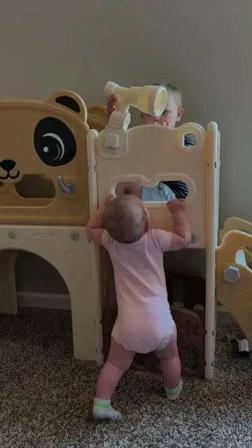 our living room may look like a second playroom but they are happy & sleep through the night so 🤷🏼‍♀️ #playroom #tiktokshop #playset #momsoftiktok 