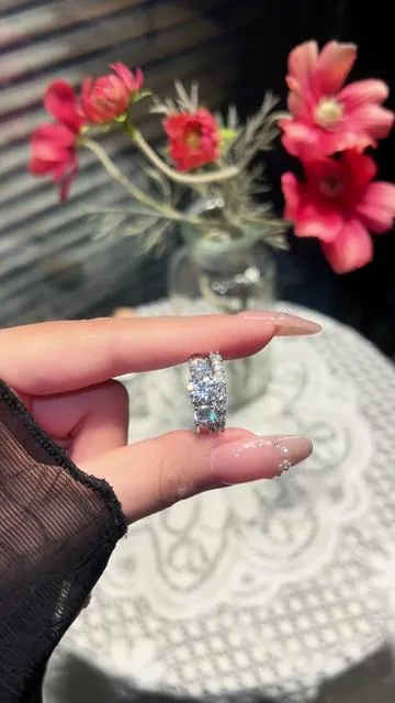 Past, present, future—three stones unite. Seven stars weave light to guard love's rite.	   #ThreeStoneRing#MoissaniteRingSet#TrilogyRing#EternalLove#GiftForHer #LoveSymbol#AffordableJewelry#EverydayGlam#EngagementRingAlternative #Dealsforyoudays 