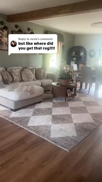 Replying to @Josie this rug is gorg!!!  #rugs #rugsoftiktok #checkered #arearug #fyp 