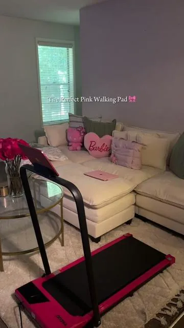 And she matches my apartment so good 🩷 , I’m just a girl. To be able to get my steps in from the comfort of my own home is AMAZING. Shop the Orange shopping 🛒 to purchase. So worth it ! 💕💕💕  #walkingpad #yagudwalkingpad #fitness #pinktok #fyp 