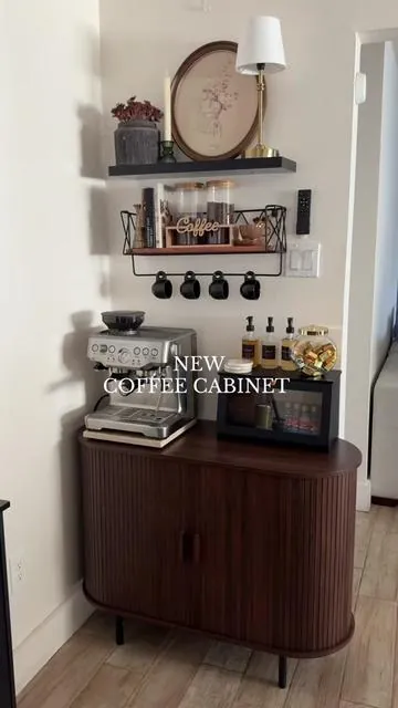 It fits perfectly with my coffee station 😮‍💨 click on orange cart link for it 🤎 . #home #homedecor #coffeebar #coffee #kitchen 