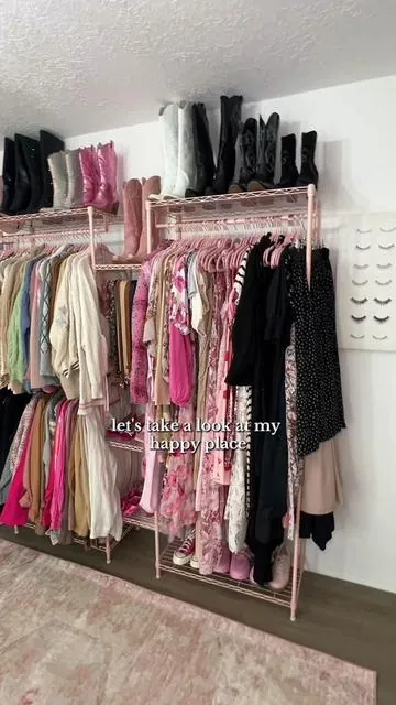 Boujee on a budget 💗 #ClosetGoals #SmallSpaceSolutions #StorageHack #RoomOrganization #HeavyDutyStorage #WardrobeSetup #FunctionalFurniture 