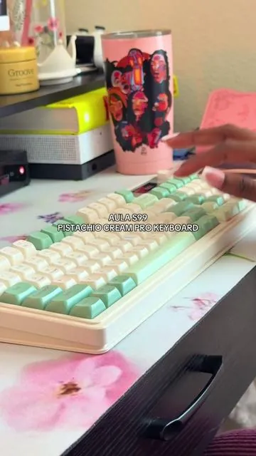 Creamy keyboard by @Aula USA for the win 🫰🏾 it’s so creamy and light to the touch. It doesn’t feel like I have to force press on the keys at all.  • • #aula #keyboard #creamykeyboard #techtok #tech #creamykeyboards #foryou #tiktokshopbacktoschool #backtoschool #gamergirl #gamer #genshinimpact 