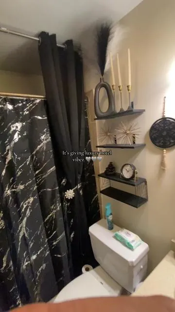 Loving my new shower curtain with the hotel vibe liner #showercurtain 