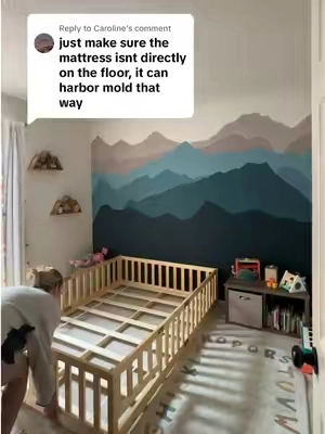 Replying to @Caroline You guys kept asking if the bed was actually on the floor… and fair question 😂  But no!!🙌🏼 this one has slats underneath, and that was non negotiable for us. So many don’t, and are SO MUCH PRICIER!?  #M#MontessoriBedT#ToddlerRoomM#MontessoriAtHomeF#FloorBedM#MontessoriLifeT#ToddlerSleepK#KidsRoomM#MontessoriParentingM#MontessoriStyleM#MomTokMontessoriToddler 