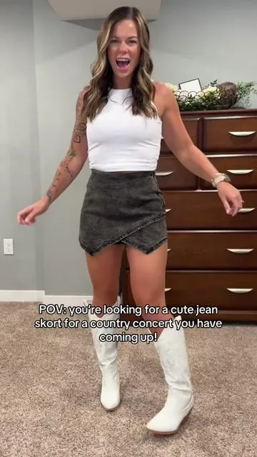 this is going to be a Hit !! 🤩🤩🤩 #jeanskort #skort #countryconcertoutfit #countrymusic 
