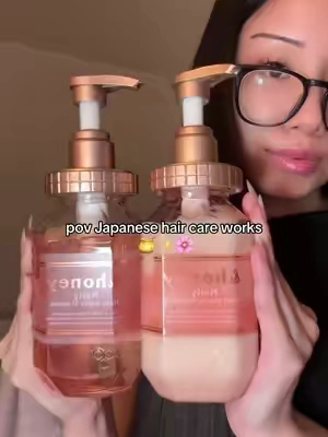 &honey haircare is ELITE literally makes my hair so soft and silky🍯🌸💧 #japanesehaircare #glasshair #japaneseshampoo #softhair #honeyshampoo #andhoney #haircareproducts #jbeauty #jbeautyhair #asianhair #japanesebeauty #shampoo #shampooviral