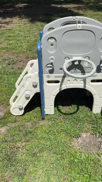Tbh one of my favorite buys. We used to have it inside but it took up a lot of room! So outside it went 🤍💙  #toddlersoftiktok #toddlermusthaves #playset #momsoftiktok #fyp 