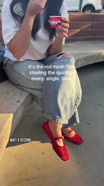it’s the red mesh flats stealing the spotlight every. single. time. ❤️ 🩰 #MeshBalletFlats #RedBalletFlats #TikTokShopFinds #BalletFlatsTrend #TikTokMadeMeBuyIt #AffordableFashion #ShoeTok #OOTDTikTok #CuteAndComfy