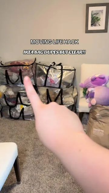 are these not genius?!? heavy duty zipper bags have always been my favorite for moving things like clothing and blankets but I love how these are clear #moving #movingbags #clearbag #movinghacks #heavydutybag 