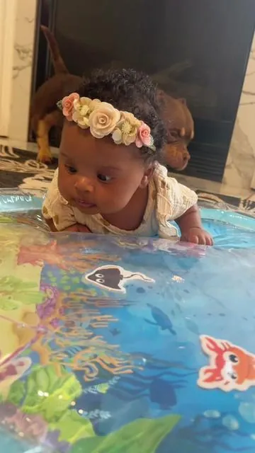 She loves her tummy time on this under the water mat 🐠🌊💖#tummytime #tummytimetips #watermat #fyp 