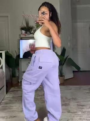 these cargo sweatpants restocked😻💜