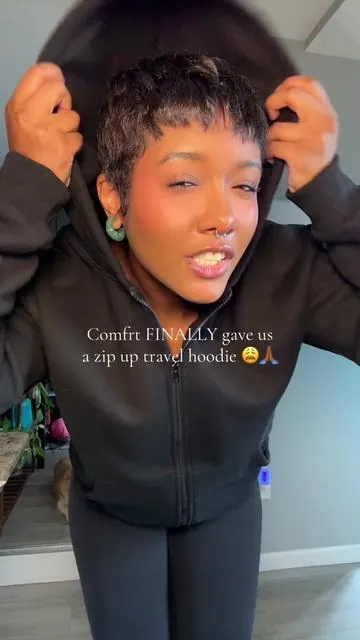 Ok but WHY did it take Comfrt so long to come out with this travel zip up hoodie 😭 it’s literally the perfect airport outfit essential. lightweight but cozy, has pockets for everything, and actually looks cute enough to wear outside the plane ✈️💼  if you travel a lot you need this in your rotation!!! AND it’s 58% off right now when it’s usually over $100 😳 So definitely grab it while it’s on sale! #comfrthoodie #travelessentials #airportoutfit #traveloutfit #airportstyle 