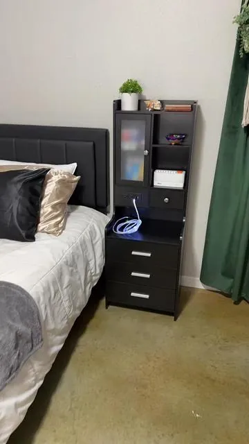 Now this is a night stand!! Love all the extra storage space! #nightstand #bedsidetable #bedroomfurniture #bedroommakeover #officefurniture 