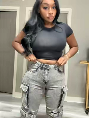 Denim Cargo jeans fashion nova 