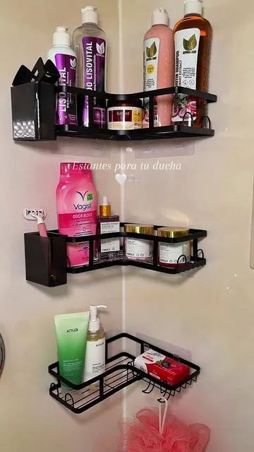 Son súper prácticos y les caben muchas cosas y lo mejor súper resistentes 😍🤍#showertok #showerproducts #showershelves #showercaddyorganizer #bathroomorganization 